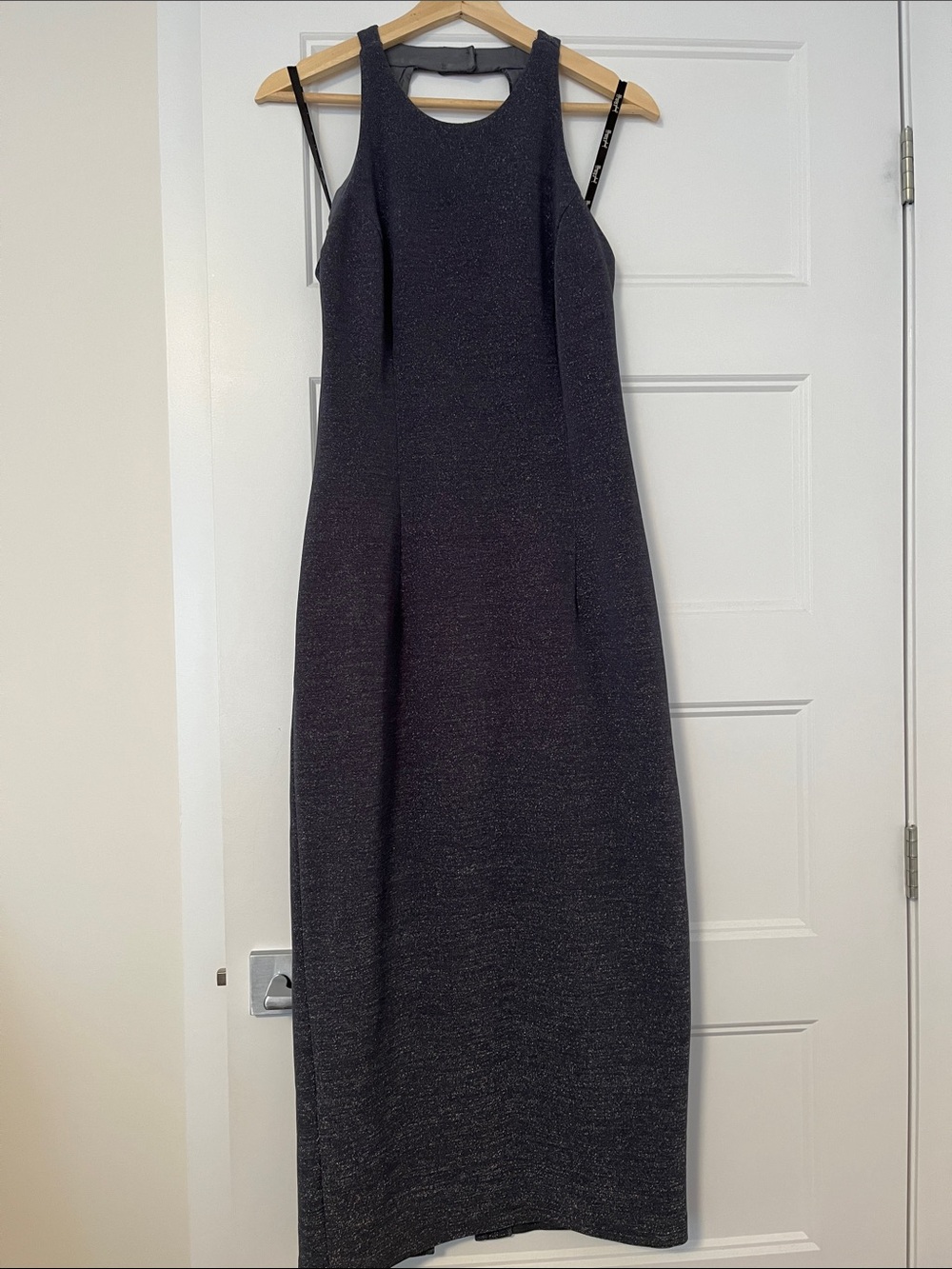 Joseph Ribkoff Metallic Charcoal Sleeveless Maxi Dress